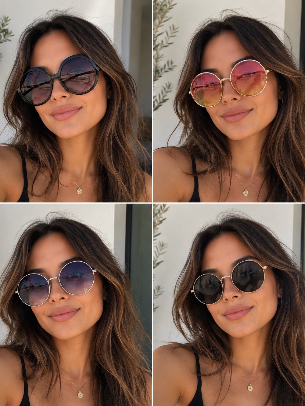 Vintage 60s 70s Round Sunglasses Set Oversized Mod Festival Boho Retro Shades